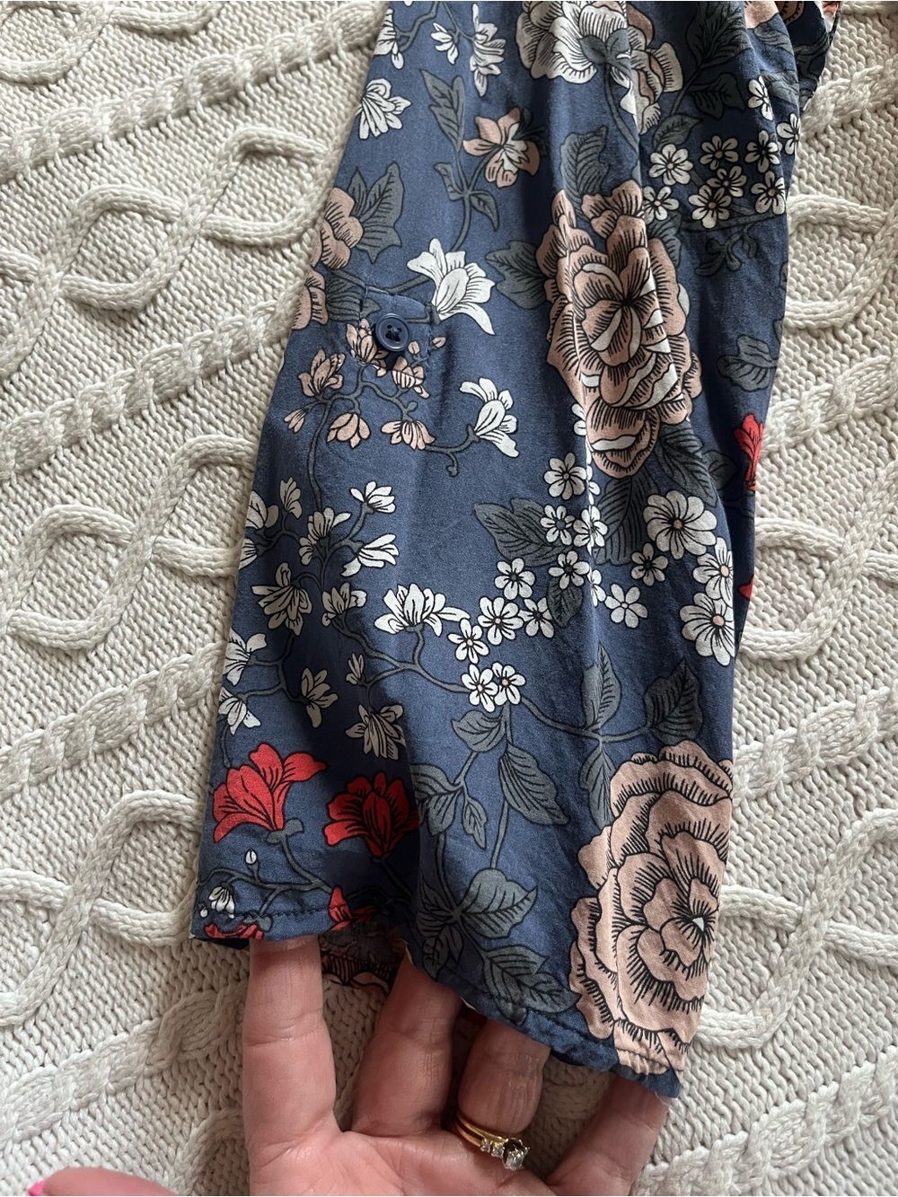 Loft Floral Long Sleeve Navy Swing Dress with Blooms Women’s size small - Picture 8 of 12
